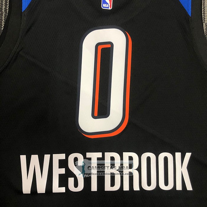 Camiseta Oklahoma City Thunder Russell Westbrook NO 0 Ciudad 2020-21 Negro